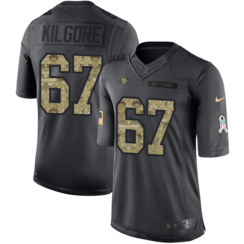 Men's Limited Daniel Kilgore Nike Jersey Black - #67 2016 Salute to Service NFL San Francisco 49ers